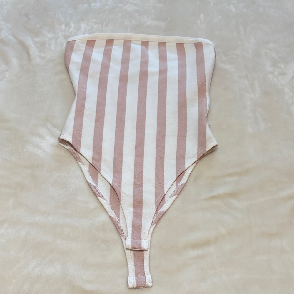 Abercrombie & Fitch Striped Bodysuit - Cream and Tan